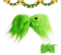 Horquillas para el pelo verdes, pinzas para el pelo de Navidad | Lazo peludo con corazón rojo | Para el pelo de Navidad, decoración de árbol, disfraces de fiesta para do