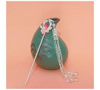 Horquillas Pelo Antiguo Pearl Hair Stick Imitación Jade Flowe Horquilla Tassel Paso Sacudida Tocado Hanfu Adorno de pelo hecho a mano Horquillas(B)