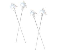 Horquillas Pelo en Forma de Luna, 4 Piezas Plateadas | Metal y Cristal, Estilo Minimalista Retro, para Peinados Diarios y Fiestas
