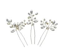 Horquillas Pelo Mujer 3Pcs Bridal Pin Metal Barrette Clip Hairpins Rhinestone Wedding Hairstyle Design Tools Women Hair Accessories(Color 02)