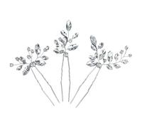 Horquillas Pelo Mujer 3Pcs Bridal Pin Metal Barrette Clip Hairpins Rhinestone Wedding Hairstyle Design Tools Women Hair Accessories(Color 01)