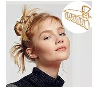 Horquillas Pelo Mujeres Geométrico Pelo Garra Pinza Cangrejo Cangrejo Moon Forma Pelo Garras de Pelo Metal Plástico Color Sólido Salón Styling Herramientas Horquillas(Gold 1Pcs Metal)