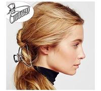 Horquillas Pelo Mujeres Geométrico Pelo Garra Pinza Cangrejo Cangrejo Moon Forma Pelo Garras de Pelo Metal Plástico Color Sólido Salón Styling Herramientas Horquillas(Silver 1Pcs Metal)