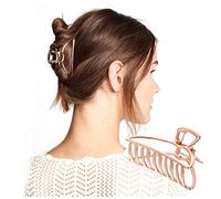 Horquillas Pelo Mujeres Geométrico Pelo Garra Pinza Cangrejo Cangrejo Moon Forma Pelo Garras de Pelo Metal Plástico Color Sólido Salón Styling Herramientas Horquillas(Rose Gold 1Pcs Metal)