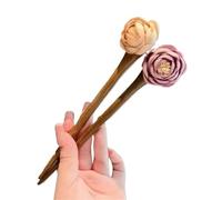 Horquillas vintage Hanfu con flores de sándalo secas, hechas a mano en madera un elegante temperamento(1 x Pink and 1 x Apricot)