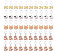 HORREX 50 Piezas Llaveros Niños, Diseños de Corgi, Cachorro, Vaca y Zorro Keychain Silicona Animales , Keyring Infantil Dibujos Animados para el Día del Niño Regalo para Niños Niñas