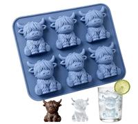 HORREX Moldes Silicona para Cubitos de Hielo de Vaca Highland 3D Cubitera | Cubiteras para Hielo Reutilizable Fácil en Desmoldar para Bebidas Frías Whisky Cócteles Chocolates Caramelos Gelatina (Azul)