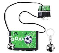 HORREX Monedero Niño 12 * 8cm Cartera Infantil Personalizada con Cremallera y Estampado de Fútbol - Incluye Llavero de Fútbol - Regalo para Niño y Niña