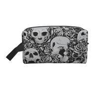 Horrible Dark Skulls Flowers Pattern Print Travel Toiletry Bags Hanging Makeup Bag Large Capacity Versatile Organizer for Women Men