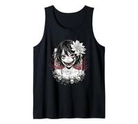 Horror Anime Goth Girl Oni Máscara Espeluznante Japonés Terror Manga Camiseta sin Mangas