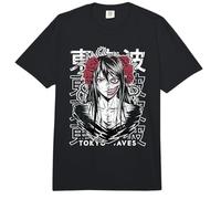Horror Anime Goth Girl Oni Máscara Espeluznante Japonés Terror Manga Comfort Colors Adult Heavyweight T-Shirt