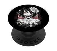 Horror Anime Goth Girl Oni Máscara Espeluznante Japonés Terror Manga PopSockets PopGrip Adhesivo