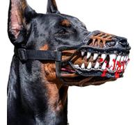 Horror Dog Muzzle Scary with Teeth Reusable Latex Puppy Face Cover Mouth Gu