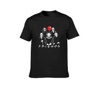 Horror Friends Characters Simple Youth Keep Warm Premium All Match T-Shirt Black, Negro , 3XL
