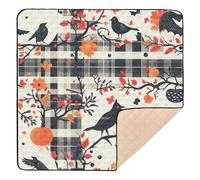 Horror Halloween Floral cuervos ramas de árbol gato negro grande antideslizante alfombra de juego para bebé para suelo resistente al agua alfombra de juego acolchada para bebés, niños pequeños, bebés