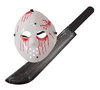 Horror Hockey Bloody Friday J13 kit de disfraz (máscara sangrienta + machete 55cm)