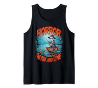 Horror Hook and Line Fishing Skeletons Halloween Fishermen Camiseta sin Mangas