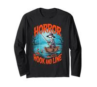Horror Hook and Line Fishing Skeletons Halloween Fishermen Manga Larga