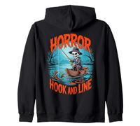 Horror Hook and Line Fishing Skeletons Halloween Fishermen Sudadera con Capucha