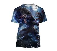 Horror Lobo Impresión 3D Mujeres Hombres Camiseta Verano Manga Corta Pullover Moda Cuello Redondo Tops Cool Streetwear