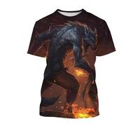 Horror Lobo Impresión 3D Mujeres Hombres Camiseta Verano Manga Corta Pullover Moda Cuello Redondo Tops Cool Streetwear