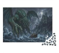 Horror Lovecraftiano Puzzle 1000 Piezas Adultos Y Niños,Deco Pared,Anti-estrés,Premium Mitos de Cthulhu,Desafío,Regalo Ideal,Rompecabezas,14 Años+,Relax,Reto,Cartón,Educativo 38x26cm