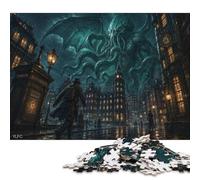 Horror Lovecraftiano Puzzle De Madera 1000 Piezas Adultos Y Niños,14 Años+,Desafío,Regalo Ideal Mitos de Cthulhu,Deco Pared,Madera,Rompecabezas,Anti-estrés,Relax,Reto,Educativo (75x50cm)
