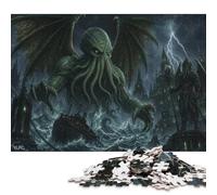 Horror Lovecraftiano Puzzle De Madera 300 Piezas Adultos Y Niños,14 Años+,Anti-estrés,Deco Pared Mitos de Cthulhu,Madera,Regalo Ideal,Rompecabezas,Relax,Desafío,Reto,Educativo (40x28cm)