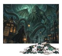 Horror Lovecraftiano Puzzle De Madera 300 Piezas Adultos Y Niños,14 Años+,Regalo Ideal,Anti-estrés Mitos de Cthulhu,Desafío,Deco Pared,Madera,Rompecabezas,Relax,Reto,Educativo (40x28cm)