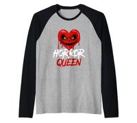 Horror Queen Zombie Heart Película de Terror Fan Girls Movie Night Camiseta Manga Raglan