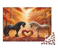 Horse 1000 Pieces for Adults Horses with Heart of Roses Fun and Challenging Family Game Great Gift 38x26cm 1000pcs