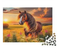 Horse 1000Pc Jigsaw Puzzle for Adults Brown Horse in Golden Field Impossible Hard Difficult Educational Decompression 52x38cm 1000pcs