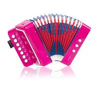 Horse Acordeón de botón 10 teclas de control de acordeón principiantes ligeros y respetuosos con el medio ambiente(rosa rojo)