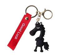 Horse Bag Charm - Lunar Horse Keychain | Sports Bag Animal Pendant | Handbags Decorative Horses Charm | For Friends Colleagues Fans Birthday Festival Home Travel New Year Collection Accessory, Negro