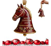 Horse Bell Ornament, Handmade Horse Bell Ornament - Merry Christmas 2025, 3D Red Equestrian Commemorative Hanging Christmas, Unique Keepsake Tree Gift for Horses Lover (1Pcs)