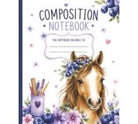 Horse Blueberry Composition Notebook: 120 Pages I Wide Ruled I Cute Watercolor Horse & School Supplies Notebook with Name Space I Perfect for Elementary School Students