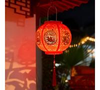 Horse Brings Good Fortune Lantern Solar Powered Red Hanging Ornament USB Charge Spring Festival Decor 17.7 pulgadas