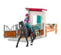 Schleich Horse Club | Establo con Lisa & Storm 42709 | Set con Figura articulada, Caballo, Valla y Accesorios | Placa de Nombre Personalizable | Regalo para niños Desde 5 años | 25 Piezas