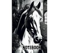 Horse - Elegant Lined Notebook (6x9"): Black & White Jurnal