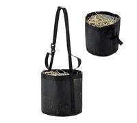 Horse Feed Bag - Neck Hanging Grain Carrier, Adjustable Strap Livestock Pouch with Sturdy Canvas Build, Hands Free Feeding Control Function, Ideal for Long Distance Riding Camping Barn Trips