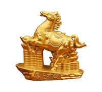 Horse Figurines - 2026 Alloy Golden Figurine, Good Luck Horse Tabletop Ornaments, Chinese Wealth Decor | For Desk Entryway Office Living Room Kitchen Bathroom Window Car Housewarming New Year