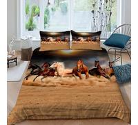 Horse Funda De Edredón 3 Piezas con Impresión En 3D Impresión Linda con 2 Fundas De Almohada Rey(220x240cm) Microfibra Juego De Cama para