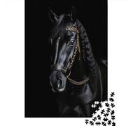 Horse Gold Dark Puzzles Imposible,desafío for Adults Entretenimiento Creativo 1000 Piezas Obra De Arte De Juego De para Adultos Y Niños A Partir De 12 Años 1000pcs (75x50cm)