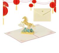 Horse Greeting Card - Spring Festival Home Decor, Year Of The Horse Celebration Card, Traditional Blessing Keepsake | Decorative Holiday Display Accent For Family Friends Husband Wife Wedding
