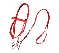 Horse Halter Bridle, Trail Riding Snaffle with Adjustable Reins 1.3 Meters/51.18 Inches, Red Equestrian Noseband for Adults Nylon, Metal Discomfort Trail Rides Training