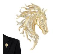 Horse Head Brooch Pin - 3.4x4.7cm Funny Zinc Alloy Animal Lapel Pin For Clothing | Unisex Fashion Brooch For Boys, Girls, Teens, Wife, Husband | Party Outfit Accessory