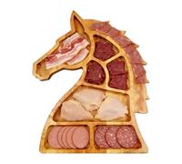 Horse Head Wooden Tray, Divided Snack Serving Platter, 30 cm Food with Compartments, Natural Wood Serving Dish, Mesa Tray with Rustic Design, Party Snack Organizer for Buffet Table