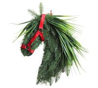 Horse Head Wreat - Christmas Pine Wreath | Handmade Woven Head Wreath Artificial H0rse Heads Design Holiday Props | Equestrian Door Decor Wreaths | For Outdoor Indoor Fireplaces Front Door Livin