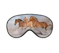 Horse Herd Galloping Sandy Sleep Eye Mask para hombres, mujeres, adolescentes, niños, noche de sueño, sombra de ojos, cubierta cómoda para viajes, yoga siesta