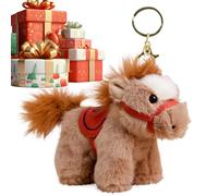Horse Keychains for Women, 14cm Short Plush PP Cotton Cartoon Charm Keepsake, Festive Individual Key Ring in White Khaki Brown, Birthday Festival Gift for Family Friends Colleagues Students Home Trave
